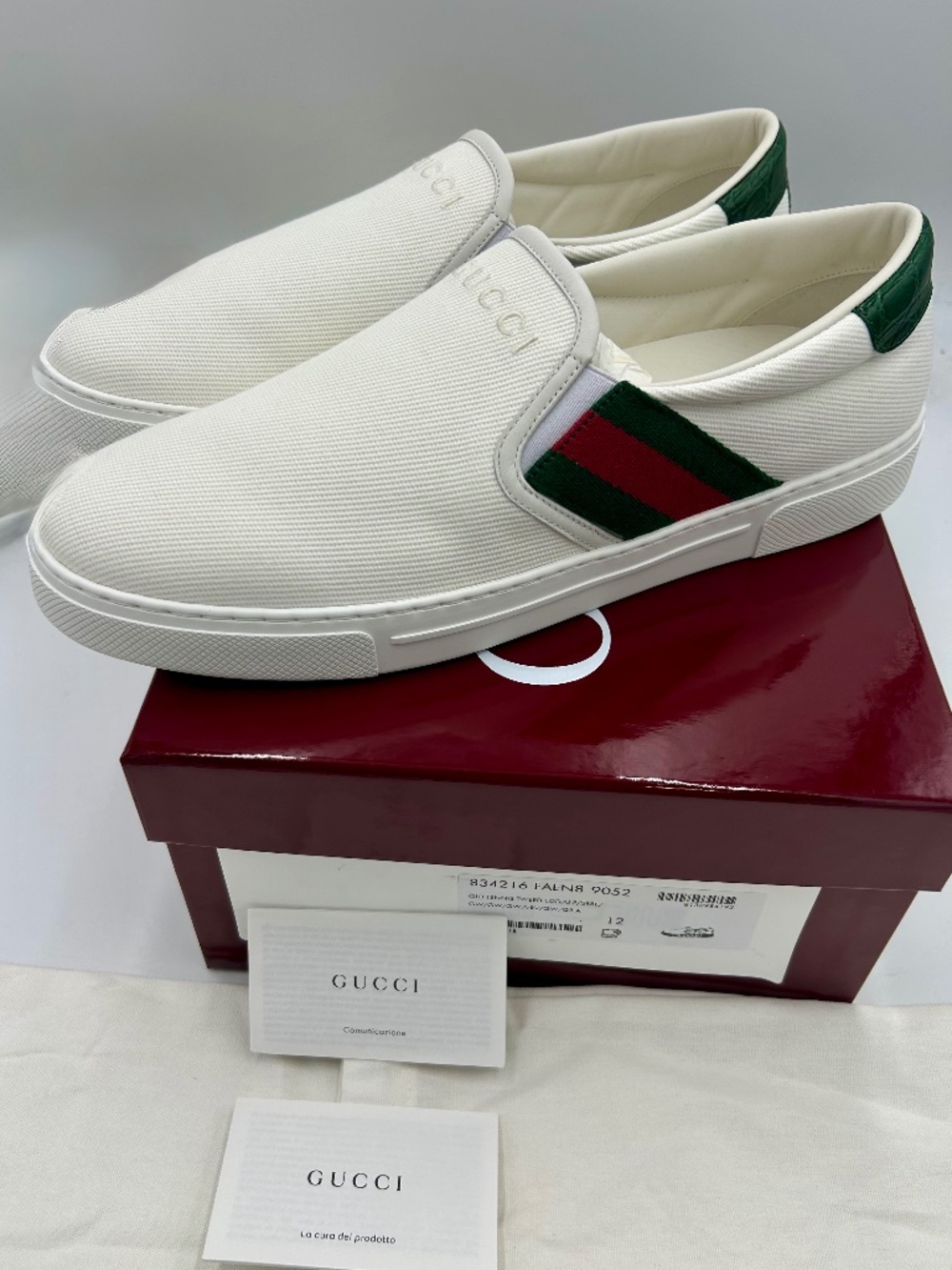 Men’s Gucci Ace Slip-On Sneakers.  Size 12.(fits 12.5.)  Made in Italy